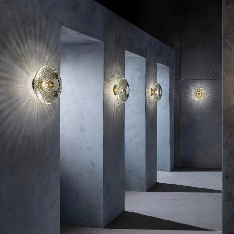 Nordic Vintage Glass Wall Sconce | Round Disc Light