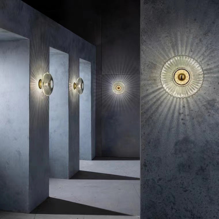 Nordic Vintage Glass Wall Sconce | Round Disc Light