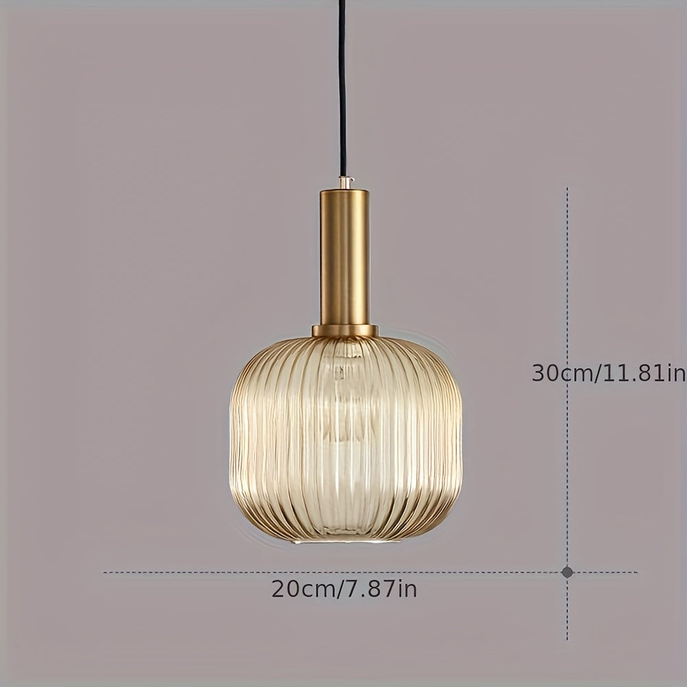 Modern Striped Glass Pendant Light | Brass Finish