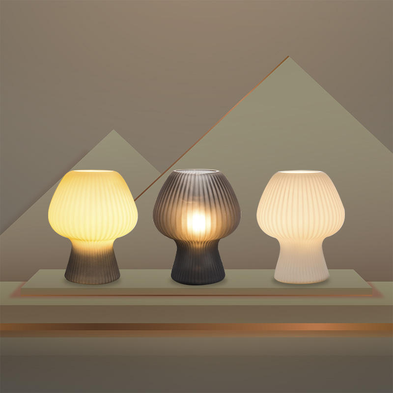 Vintage Ribbed Glass Table Lamp