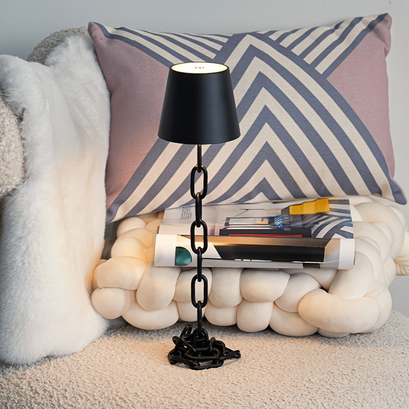 Modern Chain-Link Table Lamp | Rechargeable LED Light