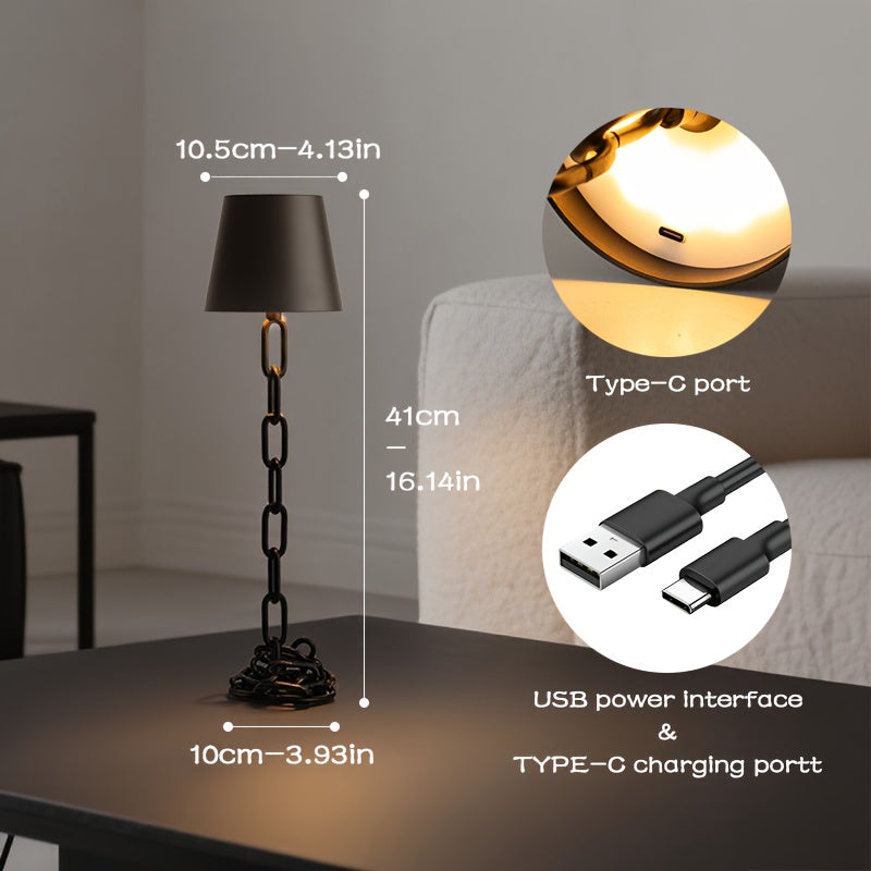 Modern Chain-Link Table Lamp | Rechargeable LED Light