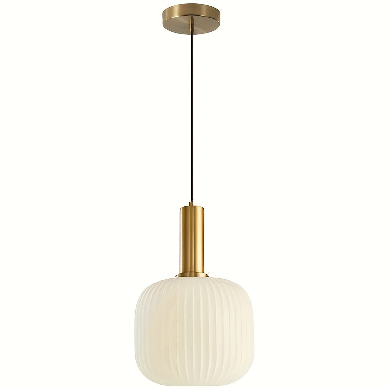 Modern Striped Glass Pendant Light | Brass Finish