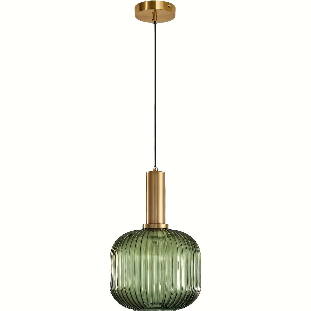 Modern Striped Glass Pendant Light | Brass Finish