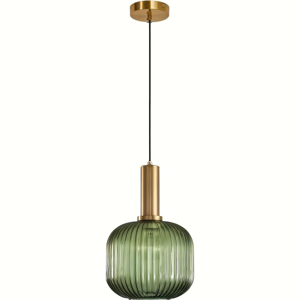 Modern Striped Glass Pendant Light | Brass Finish