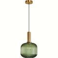 Modern Striped Glass Pendant Light | Brass Finish
