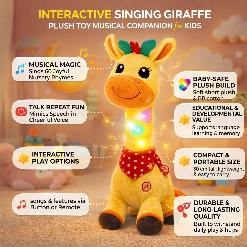 Interactive Singing Giraffe Plush Toy