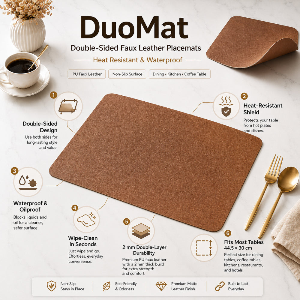 DuoMat Double-Sided Faux Leather Placemats