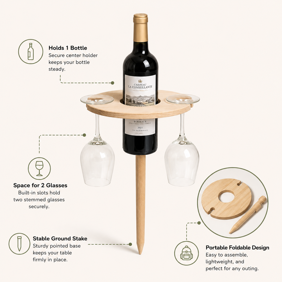 Foldable Picnic Wine Table