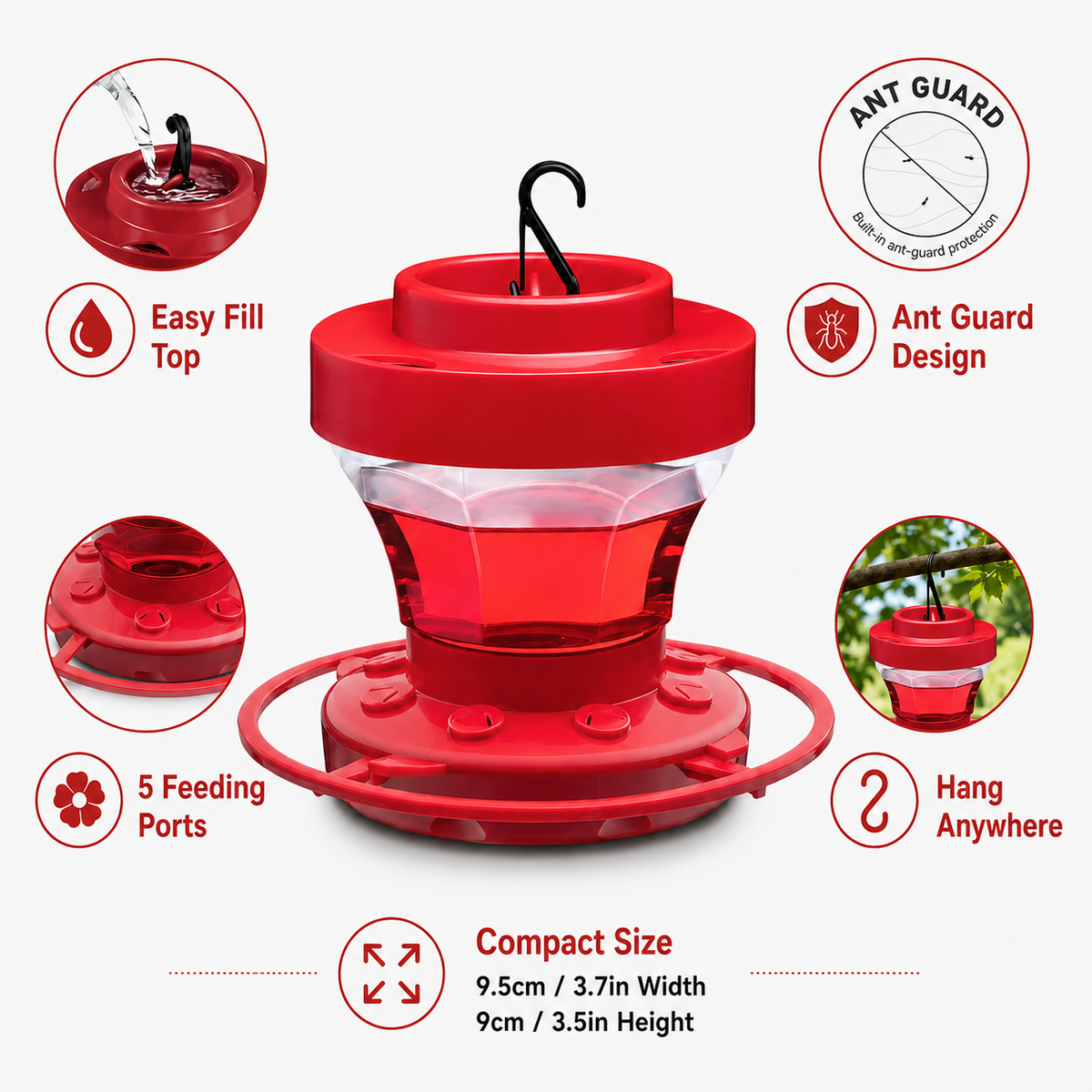 Hanging Hummingbird Feeder Easy Fill