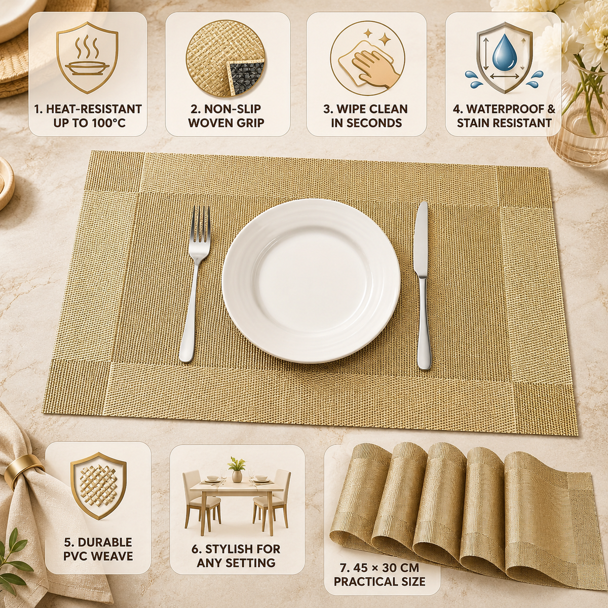 PlaciMat Heat-Resistant Non-Slip Placemats