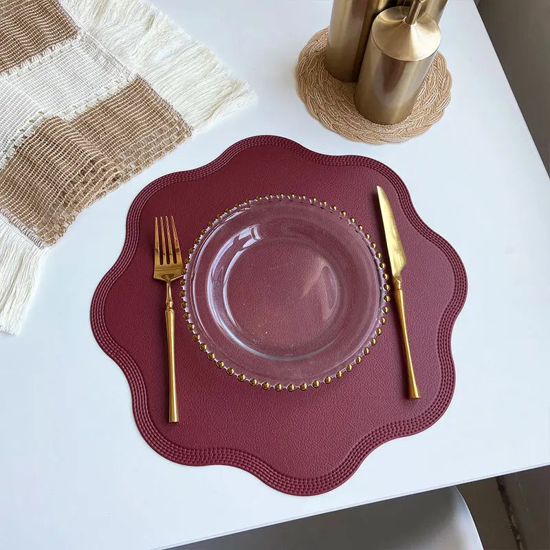 FloraMat | Luxury Round Faux Leather Placemats