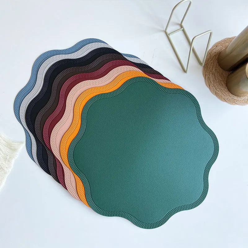 FloraMat | Luxury Round Faux Leather Placemats