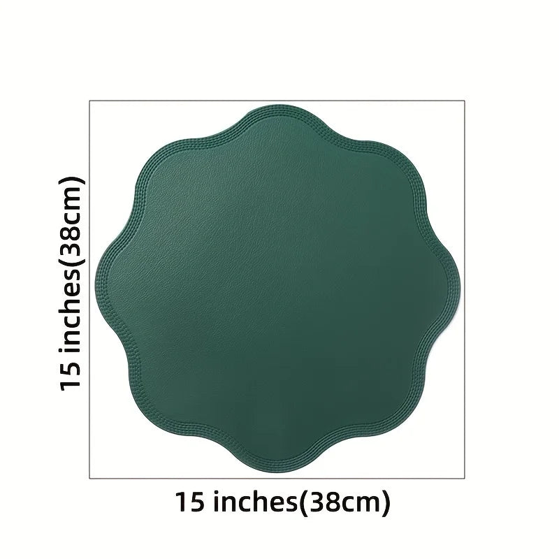 FloraMat | Luxury Round Faux Leather Placemats
