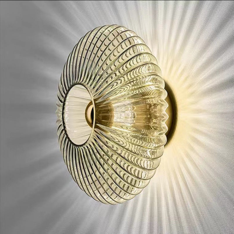 Nordic Vintage Glass Wall Sconce | Round Disc Light