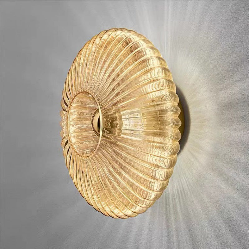 Nordic Vintage Glass Wall Sconce | Round Disc Light