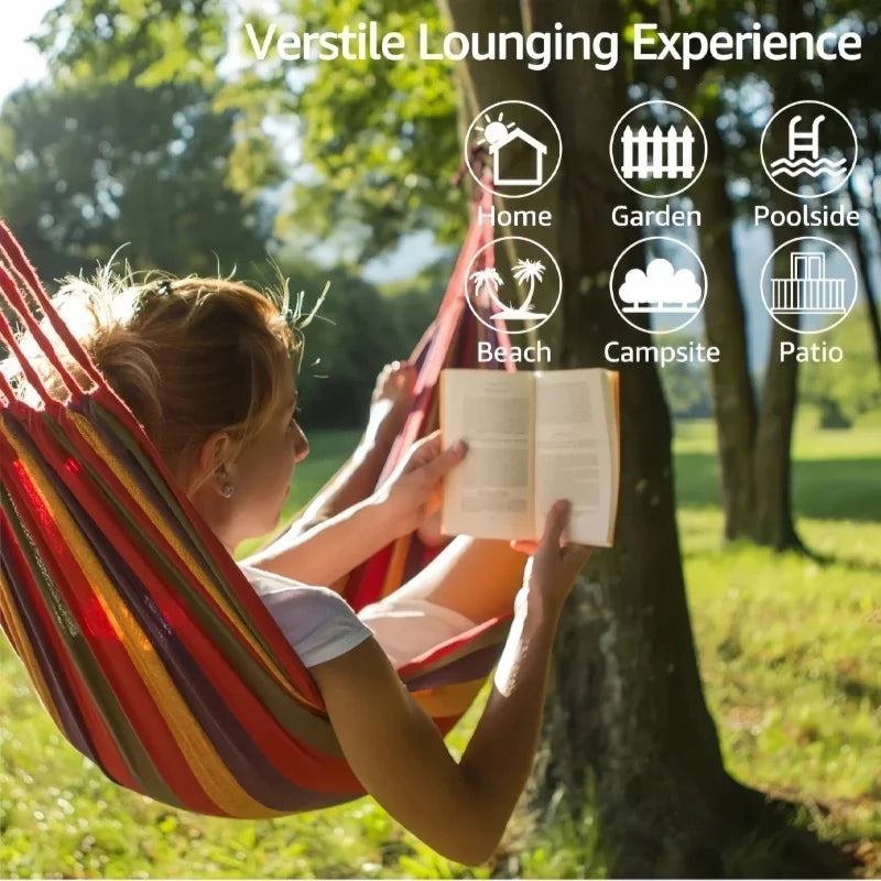 Canvas Hammock | Striped Double Swing Bed