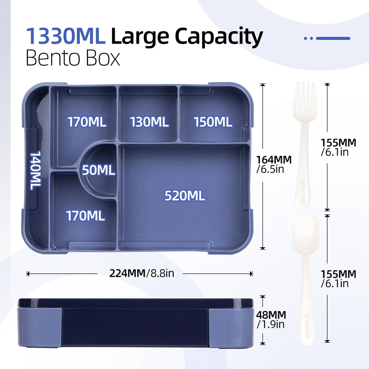 BentoMax 1330ml Leak-Proof Bento Lunch Box