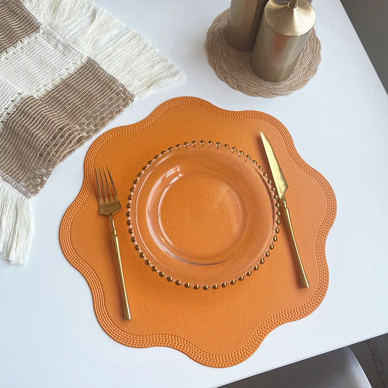 FloraMat | Luxury Round Faux Leather Placemats