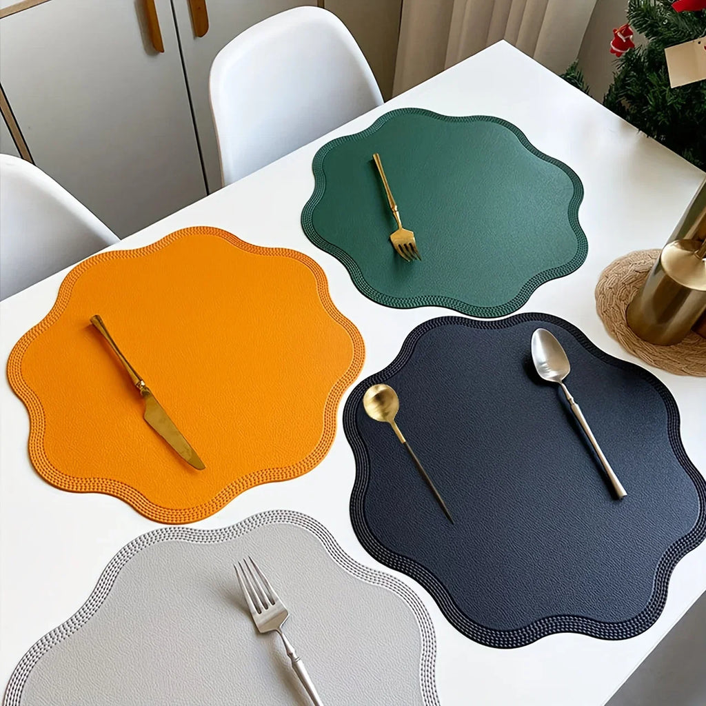 FloraMat | Luxury Round Faux Leather Placemats