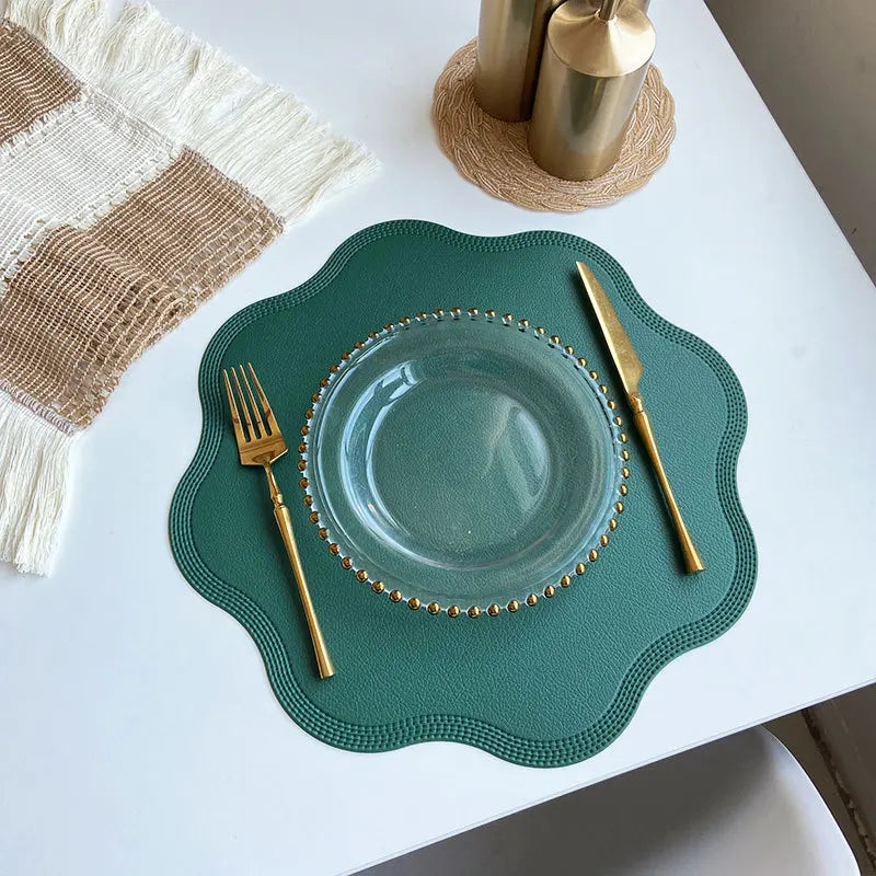 FloraMat | Luxury Round Faux Leather Placemats