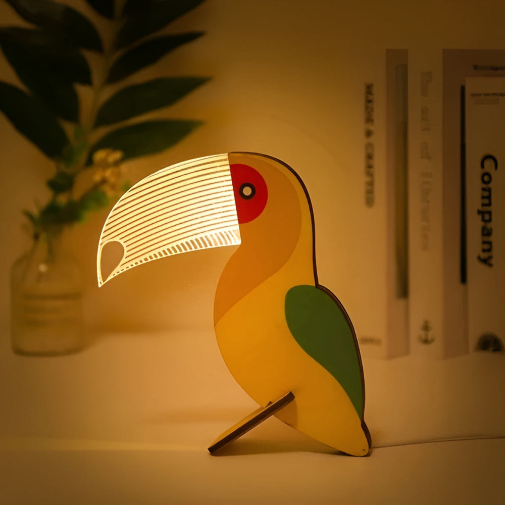 Wooden Animal Table Lamp Cute Kids Night Light USB LED Bedside Lamp 0
