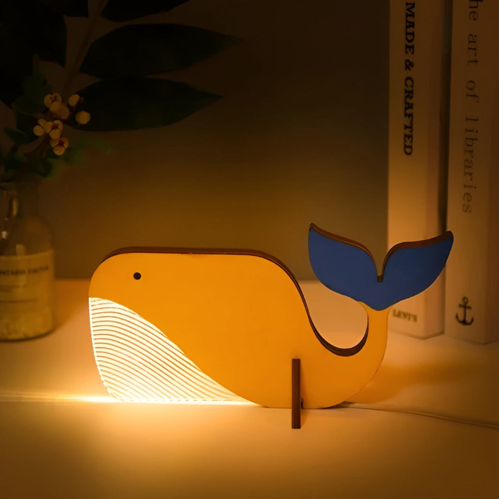 Wooden Animal Table Lamp Cute Kids Night Light USB LED Bedside Lamp 1