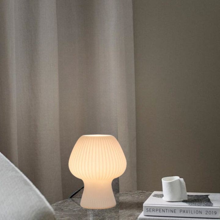 Vintage Ribbed Glass Table Lamp