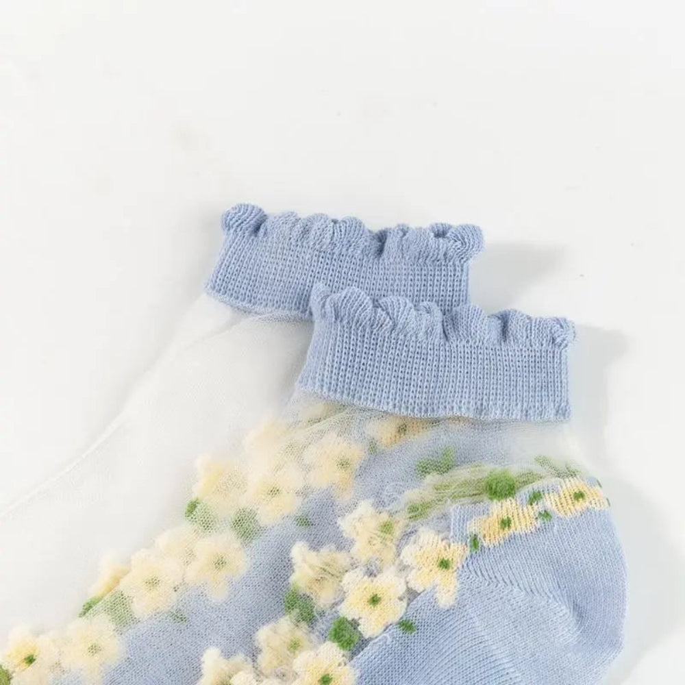 Ankle Socks Lace Trim Floral Comfortable Fit - Image 8