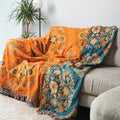 Cotton Throw Blanket Reversible Fringe