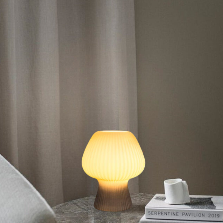 Vintage Ribbed Glass Table Lamp