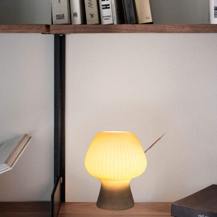 Vintage Ribbed Glass Table Lamp
