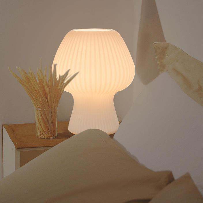 Vintage Ribbed Glass Table Lamp