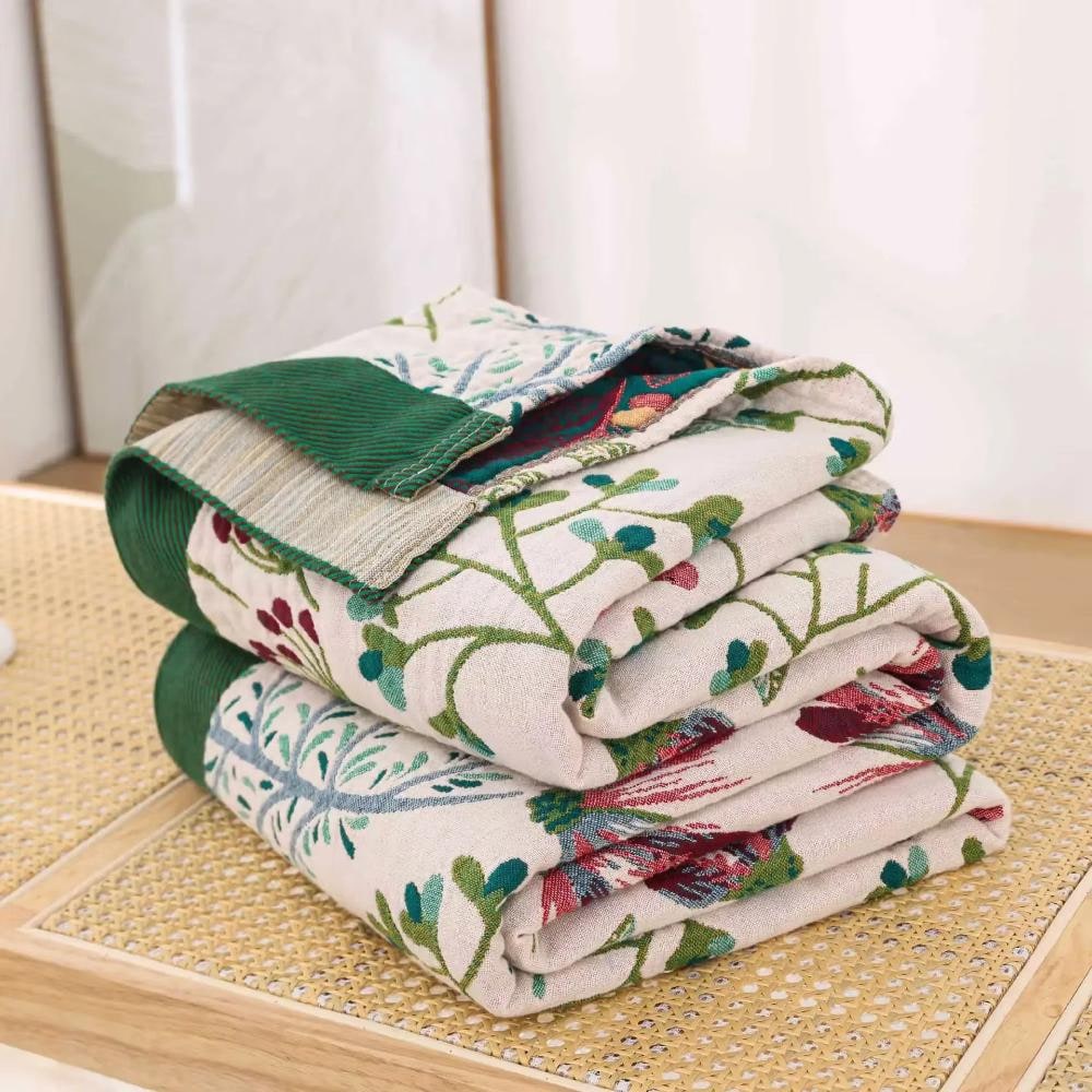 Cotton Throw Blanket Fluffy Floral